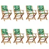 Image de vidaXL Chaises de jardin pliantes lot de 8 vert tissu et bois massif