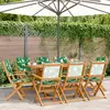 Image de vidaXL Chaises de jardin pliantes lot de 8 vert tissu et bois massif