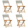 Image de vidaXL Chaises de jardin pliantes lot de 4 gris poly rotin bois massif, siège de jardin, chaise de patio, chaise à manger de jardin, siège d’extérieur