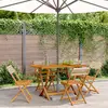 Image de vidaXL Chaises de jardin pliantes lot de 4 beige rotin et bois massif