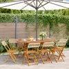 Image de vidaXL Chaises de jardin pliantes lot de 8 beige rotin et bois massif