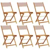 Image de vidaXL Chaises pliantes 6 pièces, tissu taupe et bois massif