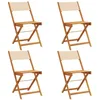 Image de vidaXL Chaises de jardin pliantes lot de 4 beige tissu et bois massif, siège de jardin, chaise de patio, chaise à manger de jardin, siège d’extérieur