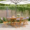 Image de vidaXL Chaises pliantes 6 pièces Tissu bleu et blanc et bois massif