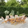 Image de vidaXL Chaises de jardin pliantes lot de 8 taupe tissu et bois massif
