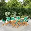 Image de vidaXL Chaises de jardin pliantes lot de 8 vert tissu et bois massif