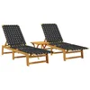 Image de vidaXL Ligbedden 2 st met tafel massief acaciahout zwart
