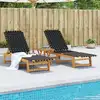 Image de vidaXL Chaises longues lot de 2 avec table noir bois massif d'acacia