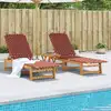 Image de vidaXL Chaises longues lot de 2 avec table rouge bois massif d'acacia