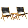 Image de vidaXL Tuinstoelen 2 st inklapbaar met tafel massief hout zwart