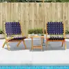 Image de vidaXL Ensemble de 2 chaises pliantes avec table en bois massif bleu foncé