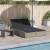 Image de vidaXL Chaise longue double avec coussins gris clair résine tressée