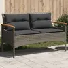 Image de vidaXL Banc de jardin avec coussins 116x62,5x74 cm gris résine tressée