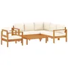 Image de vidaXL Salon de jardin avec coussins 5 pcs Bois d'acacia solide, ensemble de canapés d'extérieur, canapé modulable, canapé de jardin en bois