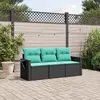 Image de vidaXL Salon de jardin 3 pcs avec coussins noir résine tressée