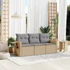 Image de vidaXL Salon de jardin avec coussins 3 pcs beige résine tressée