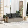 Image de vidaXL Salon de jardin avec coussins 3 pcs gris clair résine tressée
