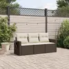 Image de vidaXL Salon de jardin avec coussins 3 pcs marron résine tressée