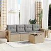 Image de vidaXL Salon de jardin avec coussins 5 pcs beige résine tressée