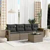 Image de vidaXL Salon de jardin 5 pcs avec coussins gris résine tressée