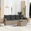 Image de vidaXL Salon de jardin 5 pcs avec coussins gris clair résine tressée