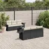 Image de vidaXL Salon de jardin 7 pcs avec coussins noir résine tressée