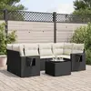 Image de vidaXL Salon de jardin 7 pcs avec coussins noir résine tressée