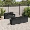 Image de vidaXL Salon de jardin 8 pcs avec coussins noir résine tressée