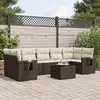 Image de vidaXL Salon de jardin 8 pcs avec coussins marron résine tressée