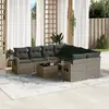 Image de vidaXL Salon de jardin 9 pcs avec coussins gris résine tressée