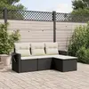Image de vidaXL Salon de jardin 4 pcs avec coussins noir résine tressée