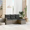 Image de vidaXL Salon de jardin 4 pcs avec coussins gris résine tressée