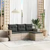 Image de vidaXL Salon de jardin 4 pcs avec coussins gris clair résine tressée