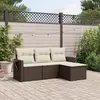 Image de vidaXL Salon de jardin 4 pcs avec coussins marron résine tressée