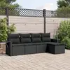 Image de vidaXL Salon de jardin 5 pcs avec coussins noir résine tressée