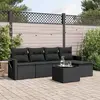 Image de vidaXL Salon de jardin 6 pcs avec coussins noir résine tressée