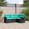 Image de vidaXL Salon de jardin 4 pcs avec coussins noir résine tressée