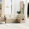 Image de vidaXL Salon de jardin avec coussins 4 pcs beige résine tressée
