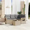 Image de vidaXL Salon de jardin avec coussins 5 pcs beige résine tressée