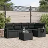 Image de vidaXL Salon de jardin 6 pcs avec coussins noir résine tressée