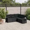 Image de vidaXL Salon de jardin 5 pcs avec coussins noir résine tressée