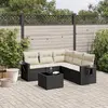 Image de vidaXL Salon de jardin 6 pcs avec coussins noir résine tressée