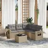Image de vidaXL Salon de jardin avec coussins 6 pcs beige résine tressée