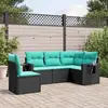 Image de vidaXL Salon de jardin 5 pcs avec coussins noir résine tressée