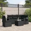 Image de vidaXL Salon de jardin 6 pcs avec coussins noir résine tressée