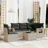 Image de vidaXL Salon de jardin 6 pcs avec coussins gris clair résine tressée