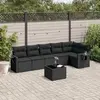 Image de vidaXL Salon de jardin 7 pcs avec coussins noir résine tressée
