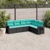 Image de vidaXL Salon de jardin 6 pcs avec coussins noir résine tressée