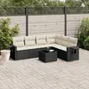 Image de vidaXL Salon de jardin 7 pcs avec coussins noir résine tressée