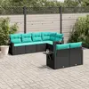Image de vidaXL Salon de jardin 7 pcs avec coussins noir résine tressée